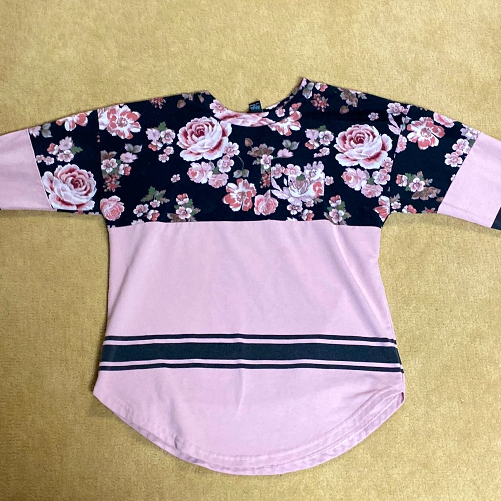 Pink floral long sleeve shirt